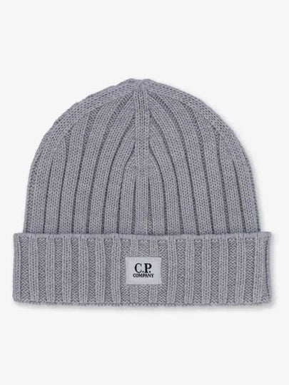 Extra Fine Merino Wool Logo Beanie Grey - CP COMPANY - BALAAN 2