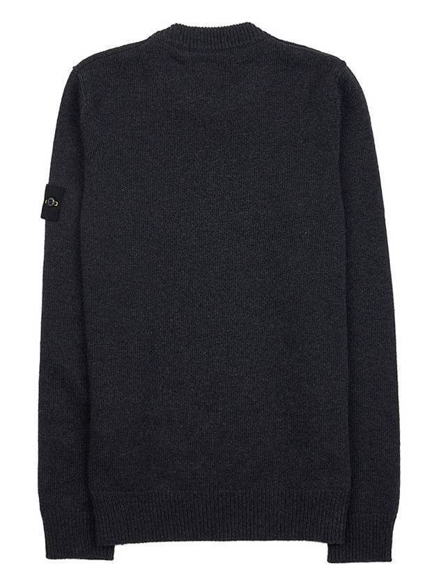 Logo Patch Crew Neck Wool Knit Top Melange Charcoal - STONE ISLAND - BALAAN 3