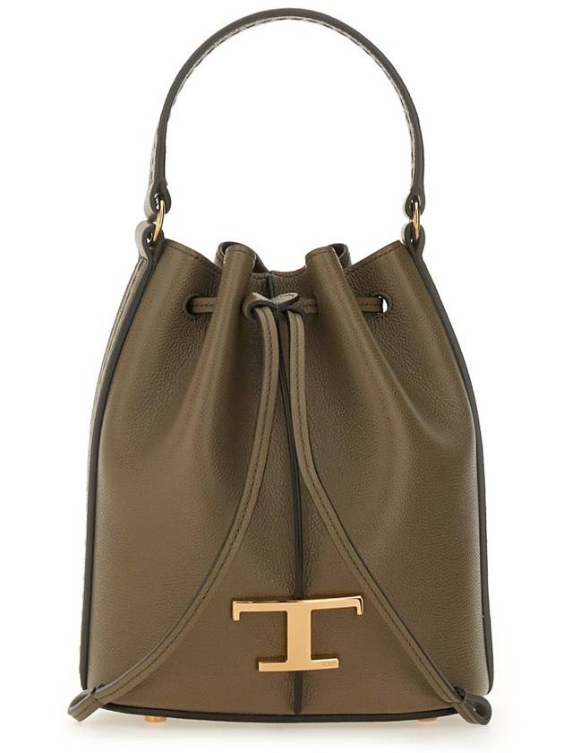 T Timeless Leather Micro Logo Bucket Bag Khaki - TOD'S - BALAAN 2