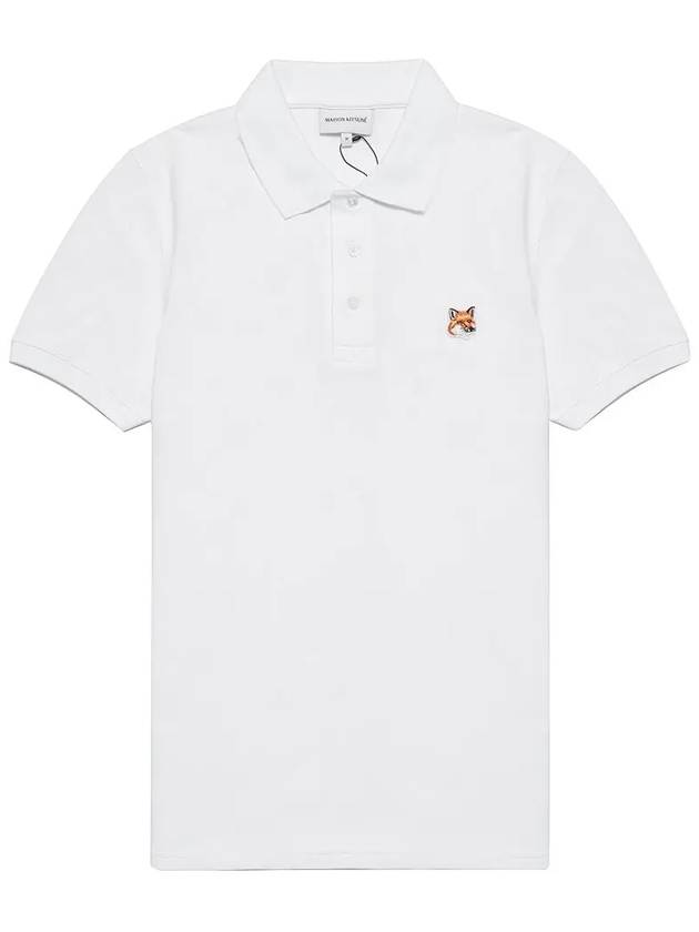 Fox Head Patch Cotton Polo Shirt White - MAISON KITSUNE - BALAAN 3