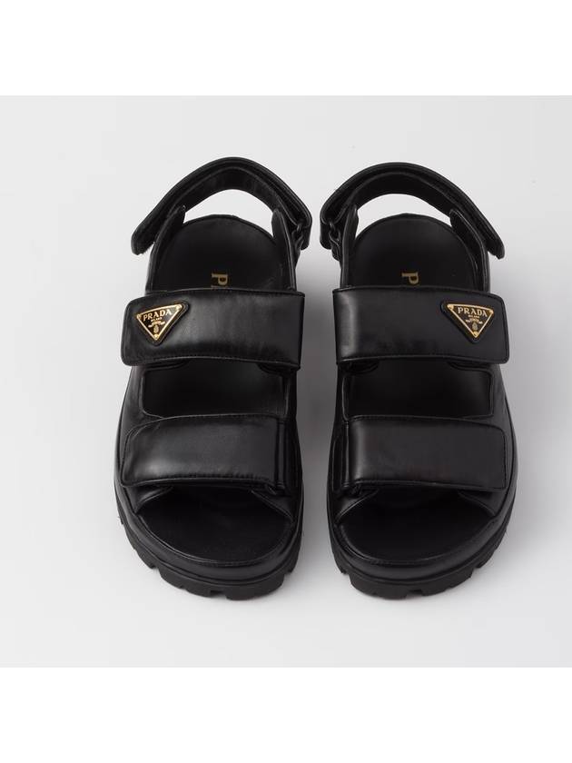 Flat Nappa Leather Sandals Black - PRADA - BALAAN 5