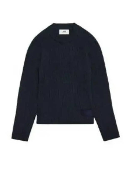 Logo Patch Basic Knit Top Navy - AMI - BALAAN 2