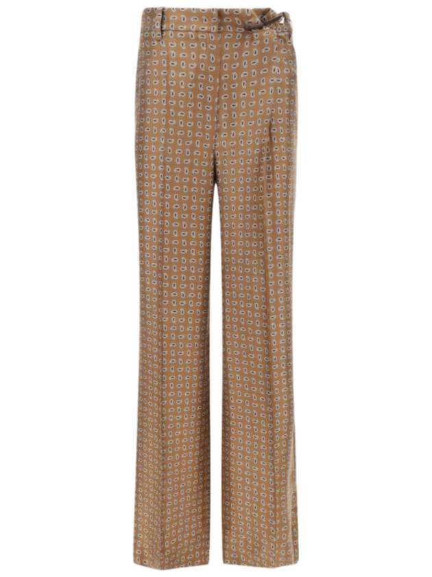 Printed silk twill wide pants cork beige - PRADA - BALAAN 1