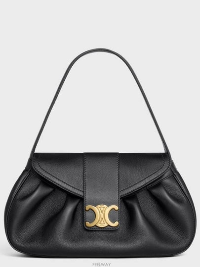 Medium Poly Supple Calfskin Shoulder Bag Black - CELINE - BALAAN 2