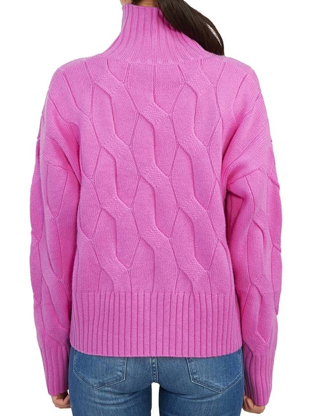 Women's Relaxed Fit Wool Cashmere Turtleneck Pink - MAX MARA - BALAAN.