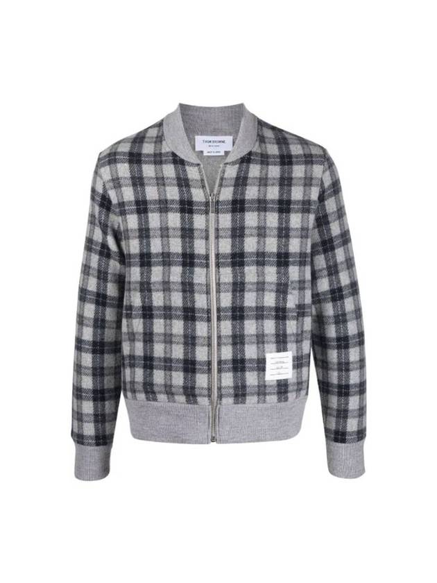 Men's Double Face Tartan Wool Bomber Jacket Grey - THOM BROWNE - BALAAN 1