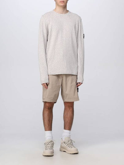 Logo Patch Crew Neck Cotton Nylon Knit Top Grey - STONE ISLAND - BALAAN 2