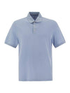 Cotton Jersey Polo Shirt Light Blue - BRUNELLO CUCINELLI - BALAAN 1