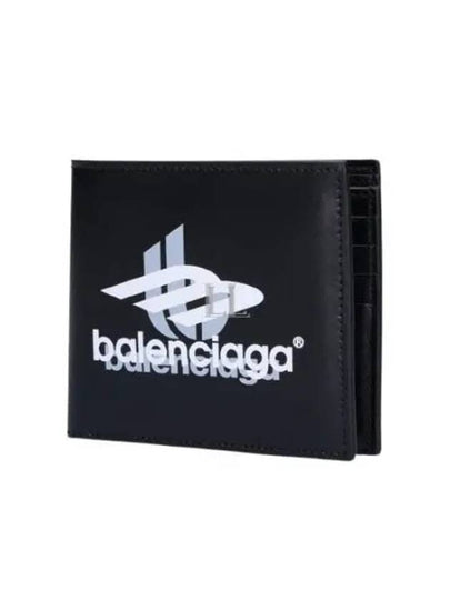 Logo Print Leather Half Wallet Black - BALENCIAGA - BALAAN 2