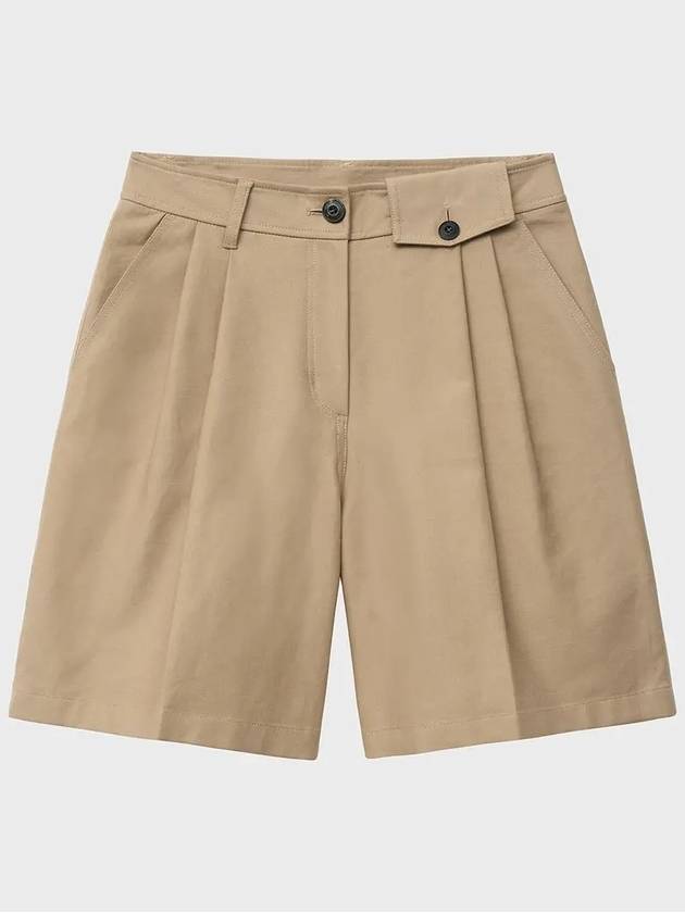 Heavy Chino Wide Bermuda Pants Beige - NOIRER FOR WOMEN - BALAAN 4