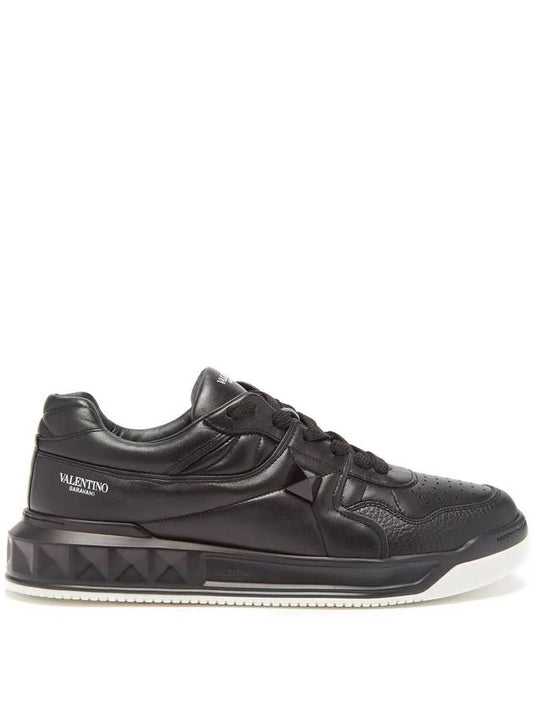 Garavani Stud One Quilted Leather Sneakers Black - VALENTINO - BALAAN 2