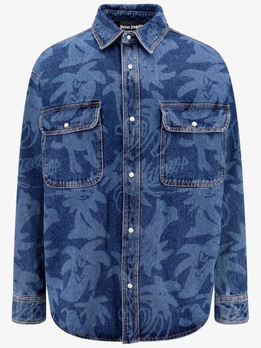 23 fw Denim Shirt WITH All-over PALMITY Print PMYD020E23DEN0014540 B0650471941 - PALM ANGELS - BALAAN 1