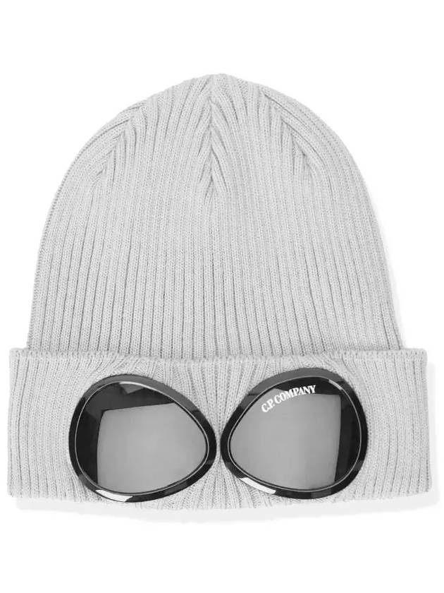 Goggle Detail Merino Wool Beanie Grey Melange - CP COMPANY - BALAAN 2