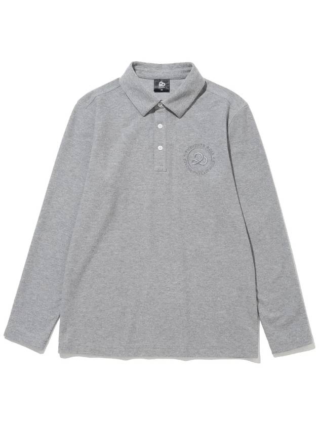 Men s Logo Embroidered Classic Long Sleeve Polo T Shirt M GRAY - 20THHOLE - BALAAN 6