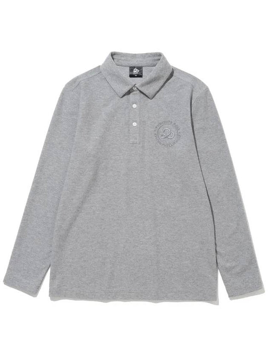 Men s Logo Embroidered Classic Long Sleeve Polo T Shirt M GRAY - 20THHOLE - BALAAN 1