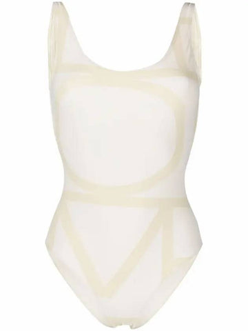 Monogram One-Piece Swimsuit Sand - TOTEME - BALAAN 1