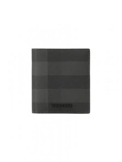 Check Leather Half Wallet Grey - BURBERRY - BALAAN 2