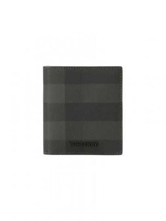 Check Leather Half Wallet Grey - BURBERRY - BALAAN 2