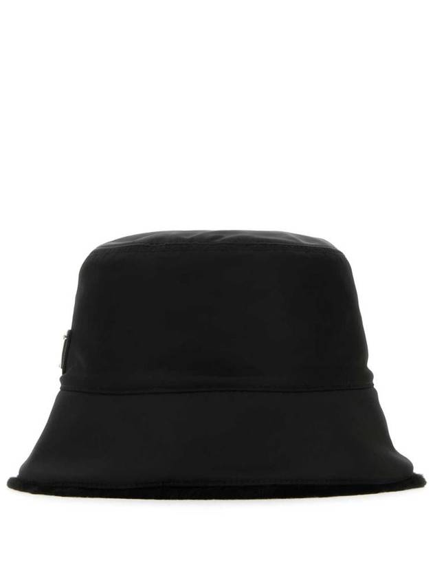 Triangle Logo Re-Nylon Shearling Bucket Hat Black - PRADA - BALAAN 2