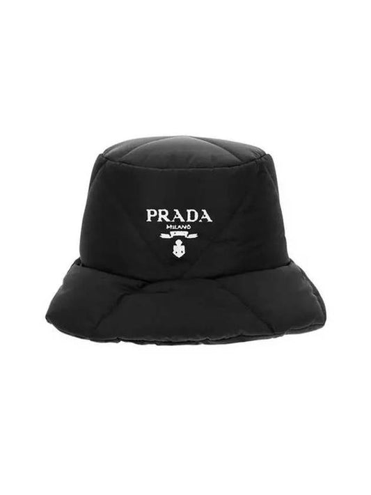 Logo Padded Bucket Hat Black - PRADA - BALAAN 2