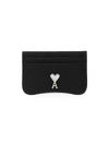 Metal Logo Leather Card Wallet Silver Black - AMI - BALAAN 2