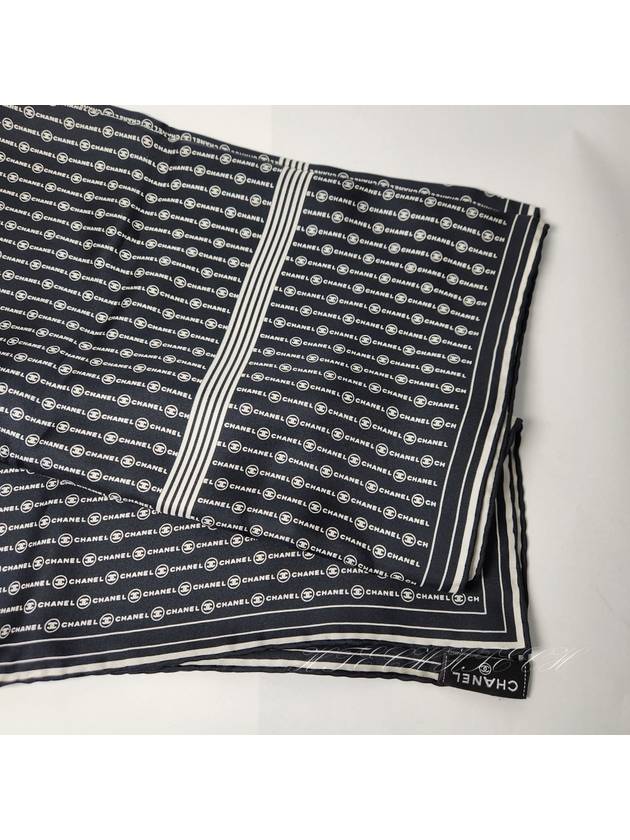 Silk Scarf CC Logo Lettering Twilly Square Black AAA351 - CHANEL - BALAAN 8