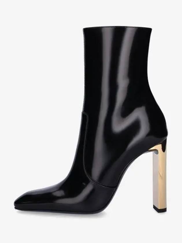 Auteuil Leather Heels Middle Boots Black - SAINT LAURENT - BALAAN 2