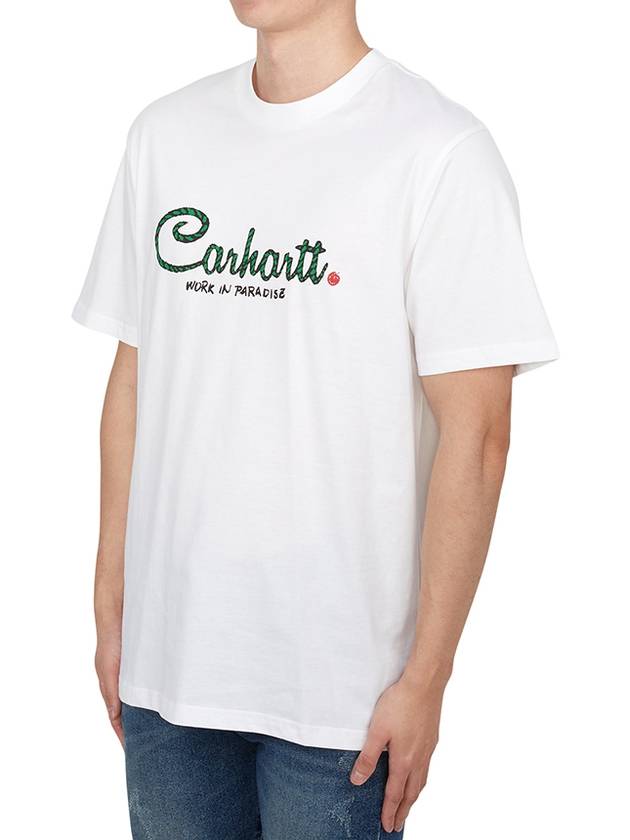 Paradise Script Short Sleeve T-Shirt White - CARHARTT WIP - BALAAN 3