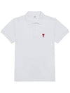 Heart Logo Polo Shirt White - AMI - BALAAN 3