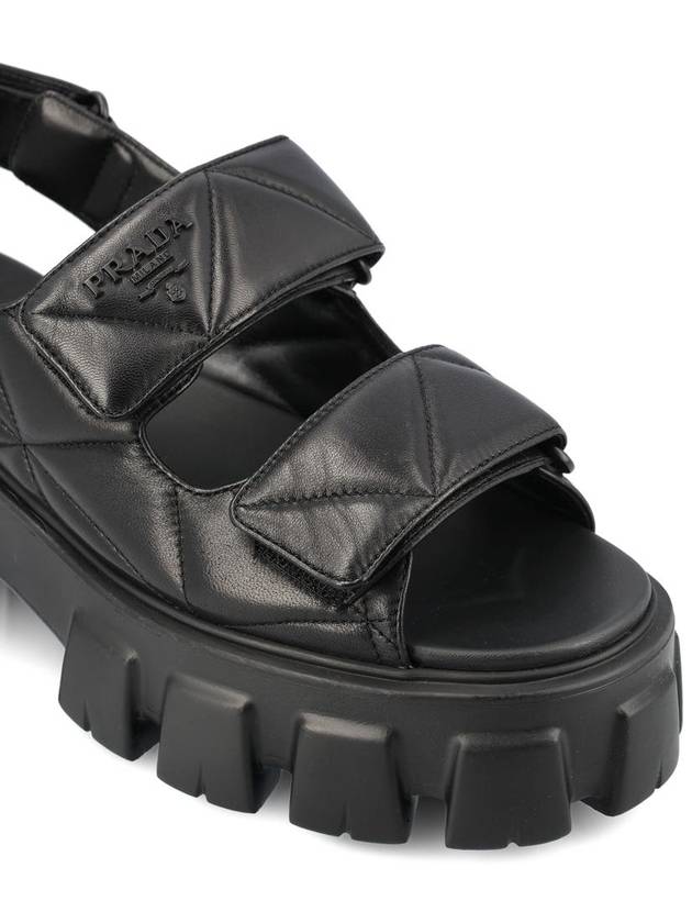 Logo Monolith Sandals Black - PRADA - BALAAN 5