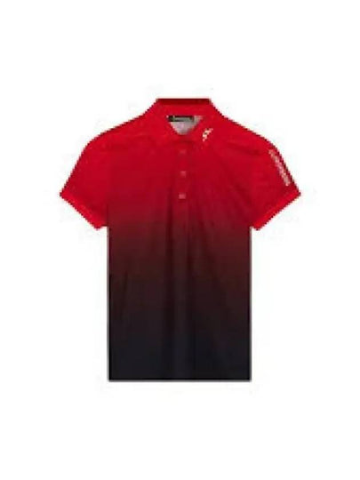 Women's Tour Tech Print Short Sleeve Polo Shirt Red - J.LINDEBERG - BALAAN 2