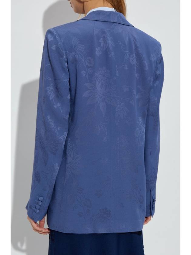 Etro Satin Blazer With Floral Pattern, Women's, Blue - ETRO - BALAAN 4