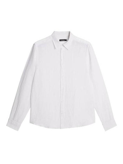 Slim Linen Melange Long Sleeve Shirt White - J.LINDEBERG - BALAAN 2