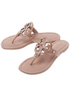 Miller Logo Leather Flip Flops Beige - TORY BURCH - BALAAN.