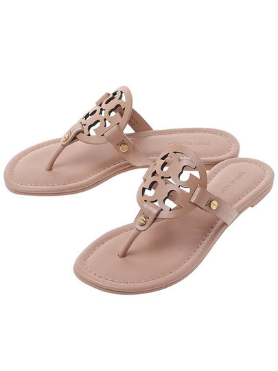 Miller Logo Leather Flip Flops Beige - TORY BURCH - BALAAN 2