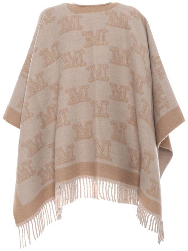 Fringe Logo Wool Cape Sand - MAX MARA - BALAAN 3