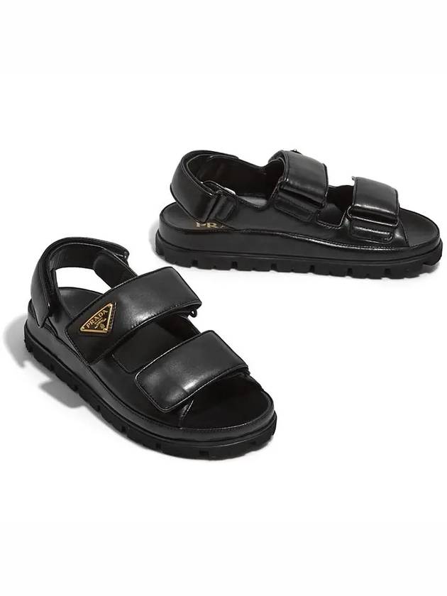 Flat Nappa Leather Sandals Black - PRADA - BALAAN 5