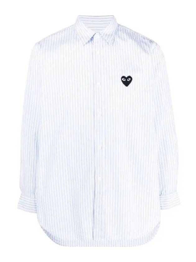 Black Wappen Striped Shirt Blue White Men's Shirt AZ B020 051 1 - GOLDEN GOOSE - BALAAN 1