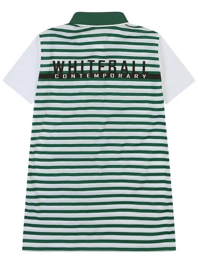 Poly Rayon Stripe Yoko Golf T-Shirt GREEN - WHITEBALL - BALAAN 3