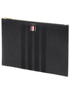 diagonal striped leather clutch bag black - THOM BROWNE - BALAAN 2