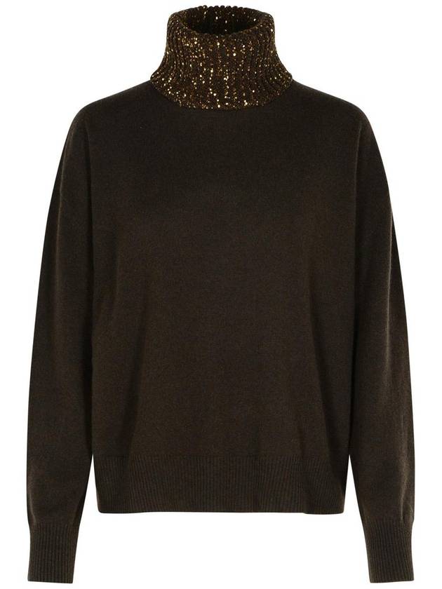 Fabiana Filippi Brown Wool Blend Turtleneck Sweater - FABIANA FILIPPI - BALAAN 1