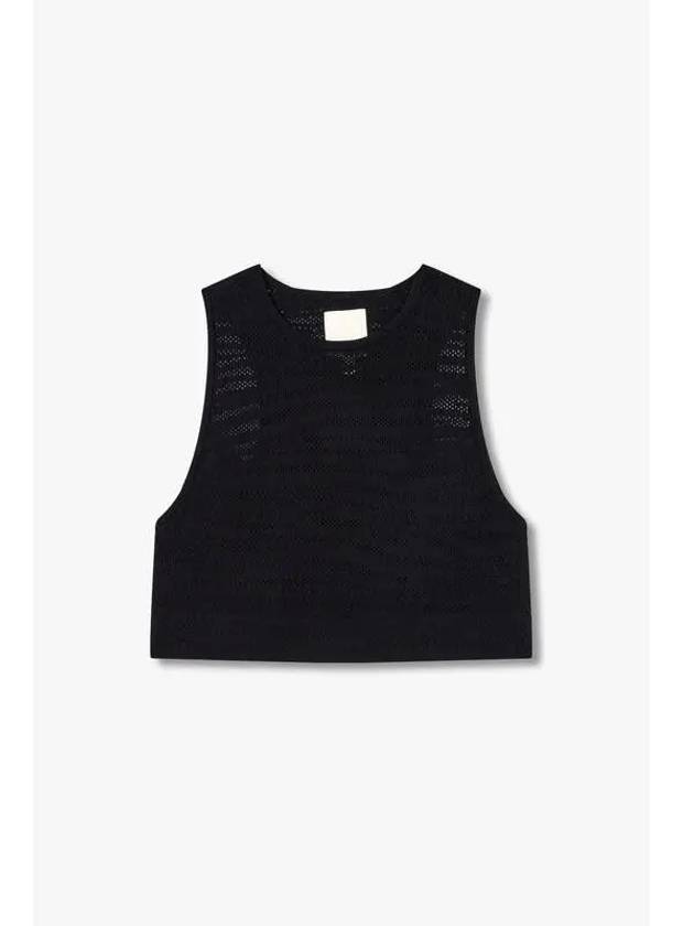 Women s Punching Striped Knit Crop Top Black - EMPORIO ARMANI - BALAAN 1