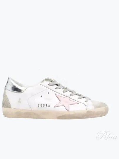 Women's Superstar Silver Heel Tab Pink Star Low Top Sneakers White - GOLDEN GOOSE - BALAAN 2