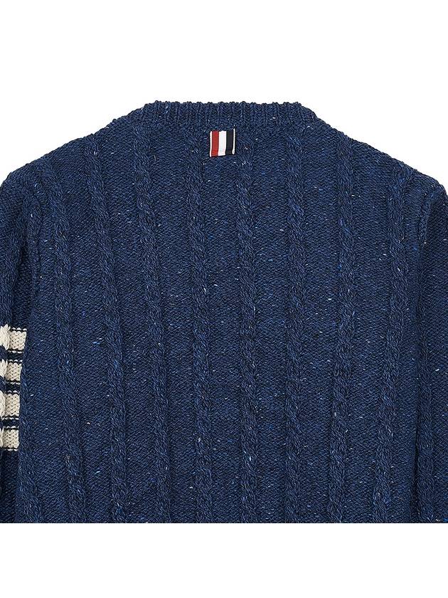 Donegal Twist Cable 4-Bar Classic Crewneck Knit Top Blue - THOM BROWNE - BALAAN 10