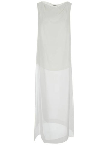 White Crewneck Sleeveless Blouse With Side Vents In Silk Woman - P.A.R.O.S.H. - BALAAN 1