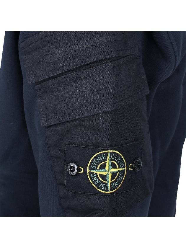 Garment Dyed Double Pocket Brushed Cotton Fleece Sweatshirt Navy - STONE ISLAND - BALAAN 6