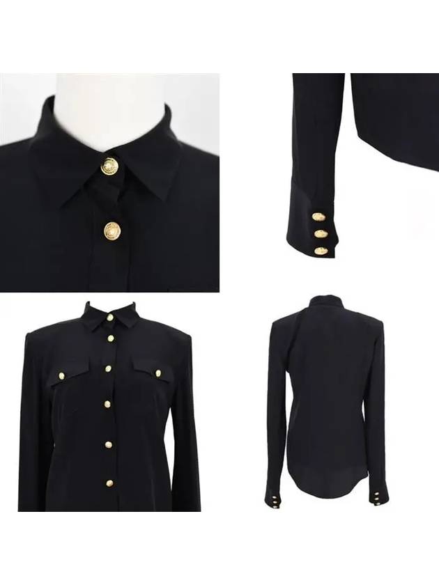 Gold Button Silk Shirt Black RF12204 - BALMAIN - BALAAN 8