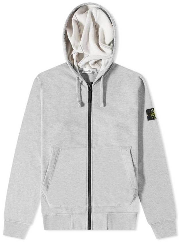 Wappen Patch Cotton Zip Up Hoodie Grey - STONE ISLAND - BALAAN 2