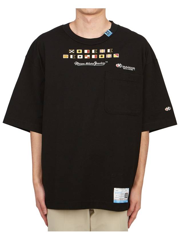 Embroidery Logo Cotton Short Sleeved T-Shirt Black - MAISON MIHARA YASUHIRO - BALAAN 2