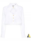 ORB Logo Embroidery Heart Cut-Off Crop Shirt White - VIVIENNE WESTWOOD - BALAAN 2